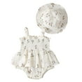 thumbnail image 1 of Girls' Jumpsuits Rompers Summer Bodysuits Floral Sleeveless Romper Casual Outfit Breathable Daily Wear Onesies Beige 9 Months-12 Months, 1 of 7