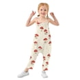 thumbnail image 1 of Girls' Jumpsuits Rompers Summer Casual Sleeveless Rompers With Pockets Spaghetti Strap Romper Cute Mushroom Pattern with Daisies 6T, 1 of 5
