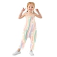 thumbnail image 1 of Girls' Jumpsuits Rompers Summer Casual Sleeveless Rompers With Pockets Spaghetti Strap Romper Pastel Rainbow Colors Pattern 2T, 1 of 7