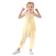 thumbnail image 1 of Girls' Jumpsuits Rompers Summer Casual Sleeveless Rompers With Pockets Spaghetti Strap Romper Pastel Yellow Floral Elements 4T, 1 of 7
