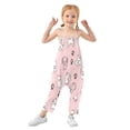 thumbnail image 1 of Girls' Jumpsuits Rompers Summer Casual Sleeveless Rompers With Pockets Spaghetti Strap Romper Pink Cartoon Puppy Pattern 2T, 1 of 7
