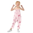 thumbnail image 1 of Girls' Jumpsuits Rompers Summer Casual Sleeveless Rompers With Pockets Spaghetti Strap Romper Pink Line Art Sea Life Pattern 6T, 1 of 7