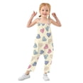 thumbnail image 1 of Girls' Jumpsuits Rompers Summer Casual Sleeveless Rompers With Pockets Spaghetti Strap Romper Pink and Blue Heart Pattern 4T, 1 of 7
