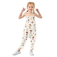 thumbnail image 1 of Girls' Jumpsuits Rompers Summer Casual Sleeveless Rompers With Pockets Spaghetti Strap Romper Watercolor Mushrooms Pattern 4T, 1 of 7