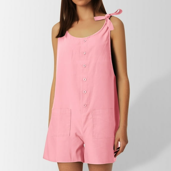 Girls' Jumpsuits Rompers Toddler Girl Summer Clothes Rompers With Pockets Adjustable Leg Tween Girls Trendy Clothes