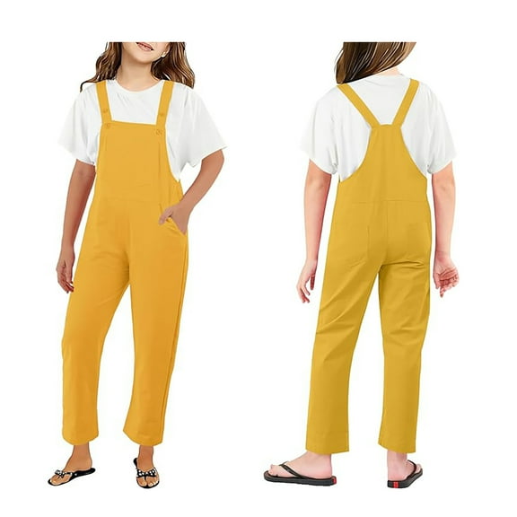 Girls' Jumpsuits Rompers Yellow Loose Rompers Girls Summer Outfits Girl Clothes 2-3 Years Girls Fashion