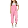 thumbnail image 1 of Girls Jumpsuits Sleeveless Loose Spaghetti Strap Summer Rompers Wide Leg Pants Outfits Preppy Clothes Kids 8-9, 1 of 1