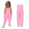 thumbnail image 1 of Girls Jumpsuits Spaghetti Strap Loose Overalls Long Pants with Pockets Back To School Clothes for Girls 1-2 Years, 1 of 5