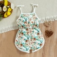 thumbnail image 1 of Girls Jumpsuits Summer Sleeveless Spaghetti Strap Floral Print Romper Jumpsuit Casual Loose One-Piece Stylish Girls Romper Size 9-12M, 1 of 7