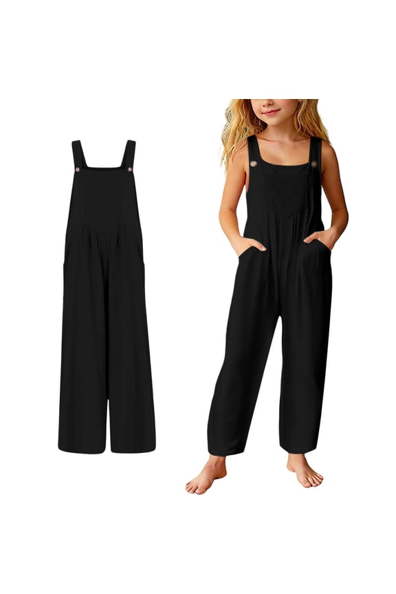 Girls Jumpsuits Wide Leg Jumpsuit Baggy Overalls Kids Casual Sleeveless Romper Back to School Outfits 7-8 Years
