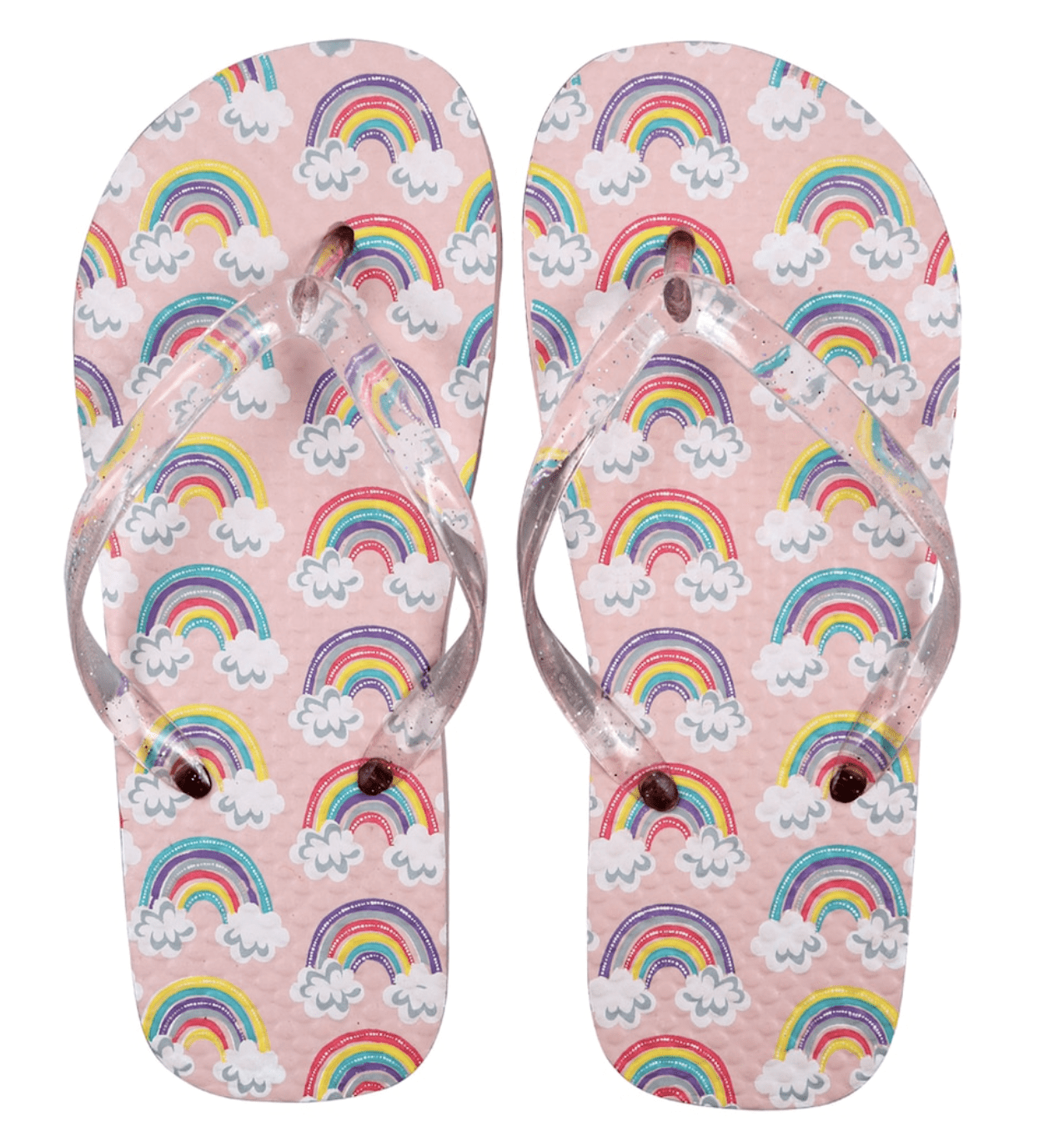 Girls rainbow flip flops clearance