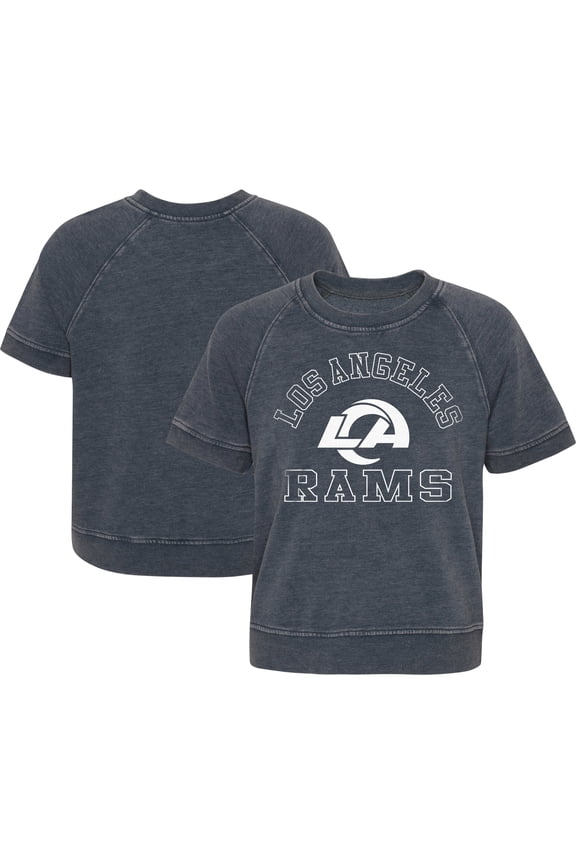 Girls Juniors Heather Charcoal Los Angeles Rams Cheer Squad Raglan T-Shirt
