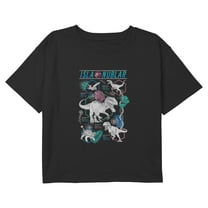Girls Jurassic World Colorful Dino Blueprints Graphic Cropped T-Shirt