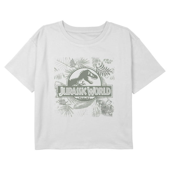 Girls Jurassic World Tropical Fossil Graphic Cropped T-Shirt