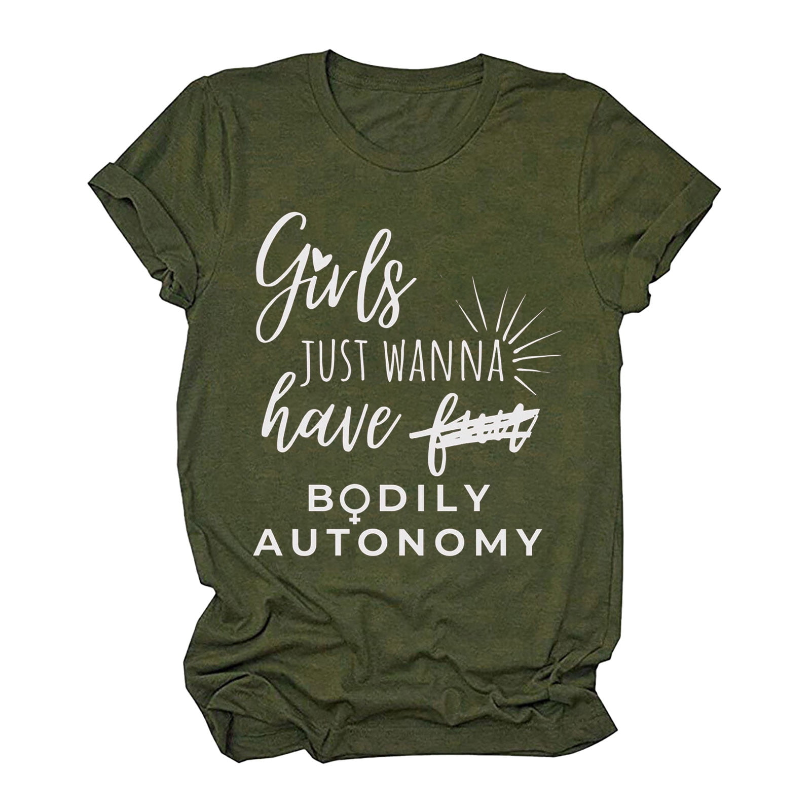 Girls Just Wanna Have Bodily Autonomy T Shirts Abortion Pro Choice Feminist Tops for Women