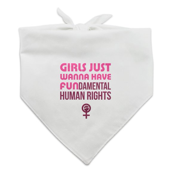 Girls Just Wanna Have Fundamental Rights Dog Pet Bandana - White