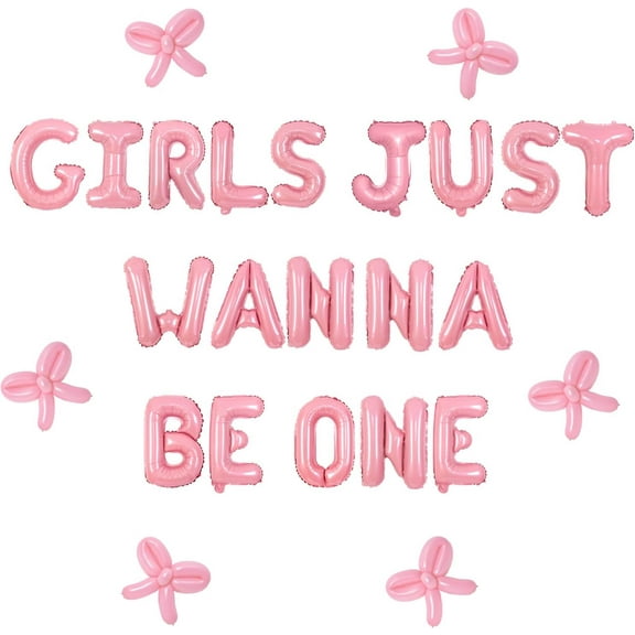 Girls Just Wanna Be One Birthday Balloon Banner, Pink Coquette 1st Birthday Decorations Bow Balloons Girls Just Wanna Be One Decoration for Kids Pink Bow Theme 1st Bday Party Supplies