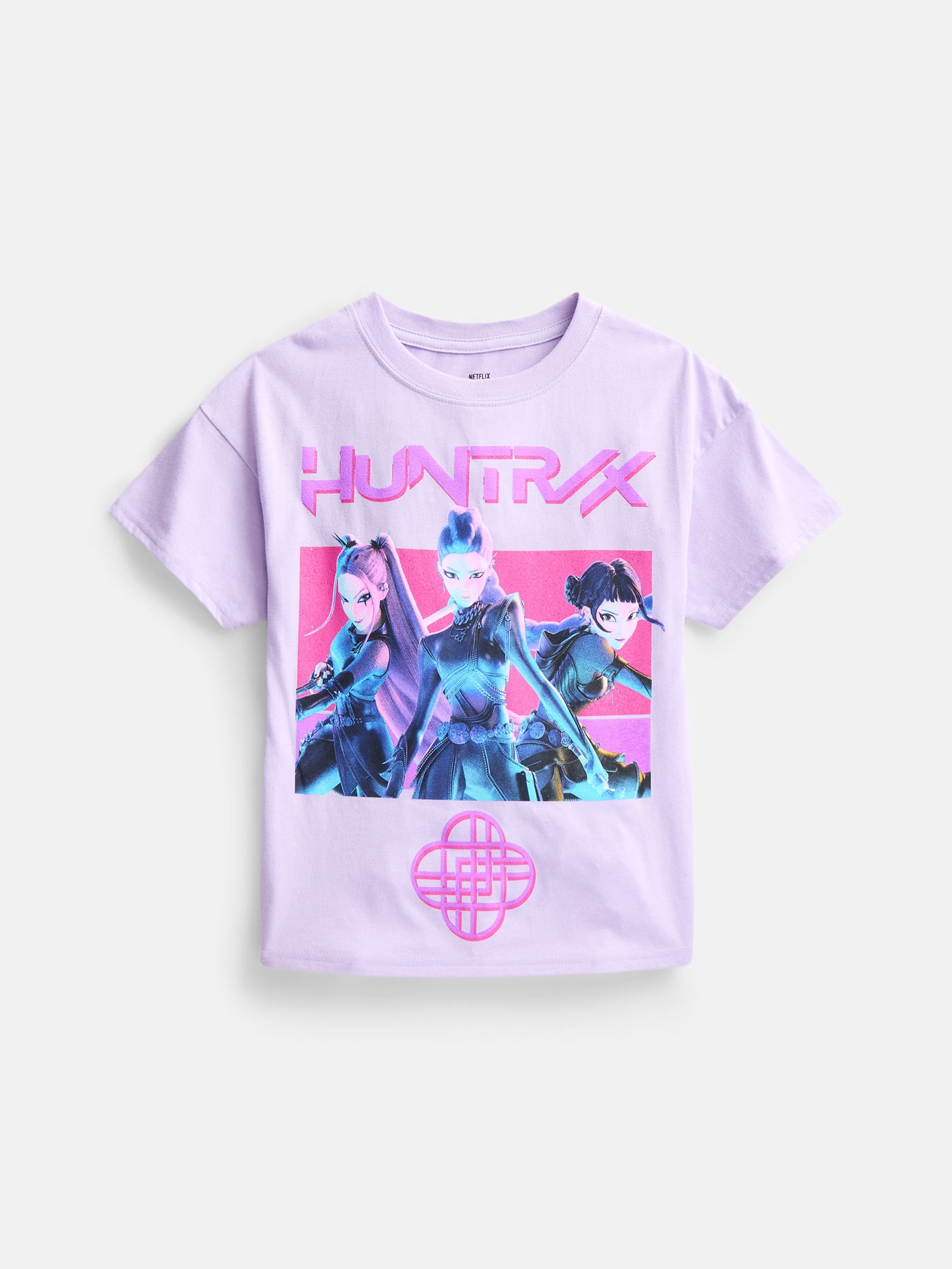 K Pop Demon Hunters Huntrix Girls Graphic Tee with Short Sleeves, Size XS-XL