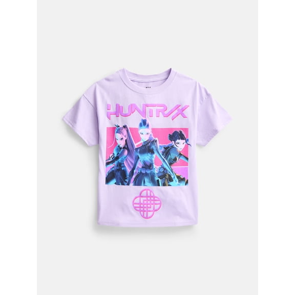 K Pop Demon Hunters Huntrix Girls Graphic Tee with Short Sleeves, Size XS-XL