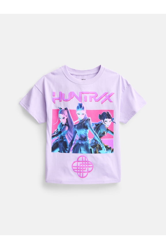K Pop Demon Hunters Huntrix Girls Graphic Tee with Short Sleeves, Size XS-XL