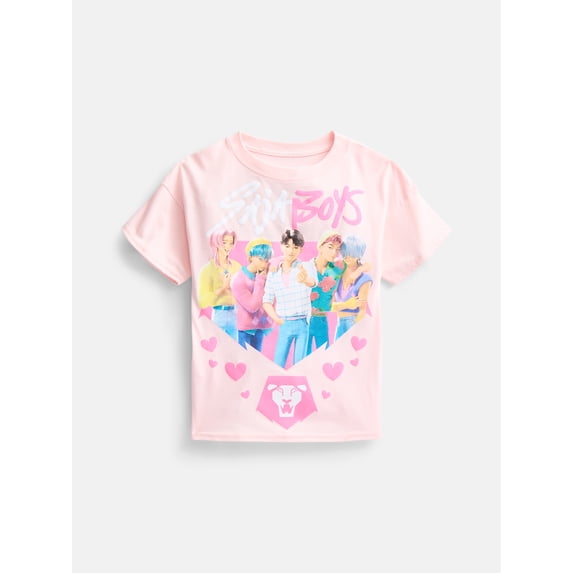 K Pop Demon Hunters Girls Saja Boys Graphic Tee with Short Sleeves, Size XS-XL