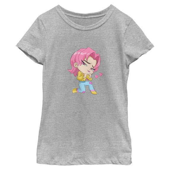 Girls KPop Demon Hunters Chibi Romance Heart T Shirt