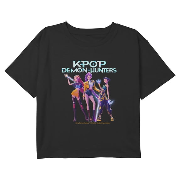 Girls KPop Demon Hunters Glowing Girls Group Shot Cropped T-Shirt