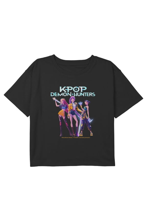 Girls KPop Demon Hunters Glowing Girls Group Shot Cropped T-Shirt