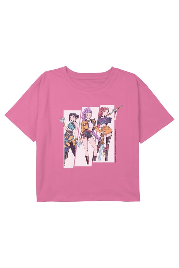 Girls KPop Demon Hunters Huntrix Superstars Manhwa Style Cropped T-Shirt