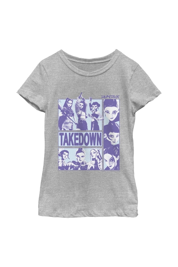 Girls KPop Demon Hunters Takedown Huntrix Logo T Shirt