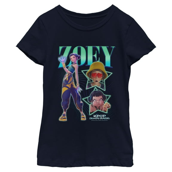 Girls KPop Demon Hunters Zoey Super Star Logo T Shirt