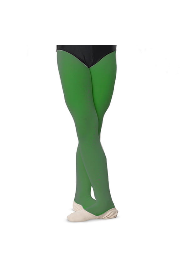Girls Kelly Green Comfortable Dance Nylon Stretch Tights 6X-14