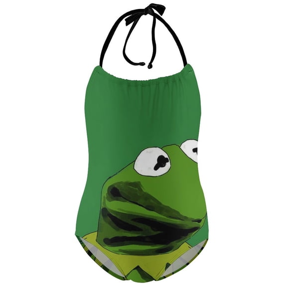 Girls Ke-Rmit The Fro Bathing Suit One Piece Halter Neck Strap Swimwear