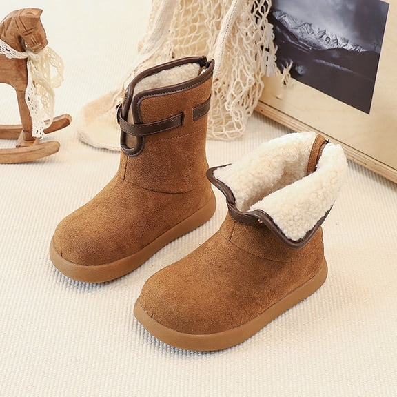 Girls Khaki Cowboy Ankle Boots, Pull-On Western Booties for Kids with Low Chunky Heel,Size 26