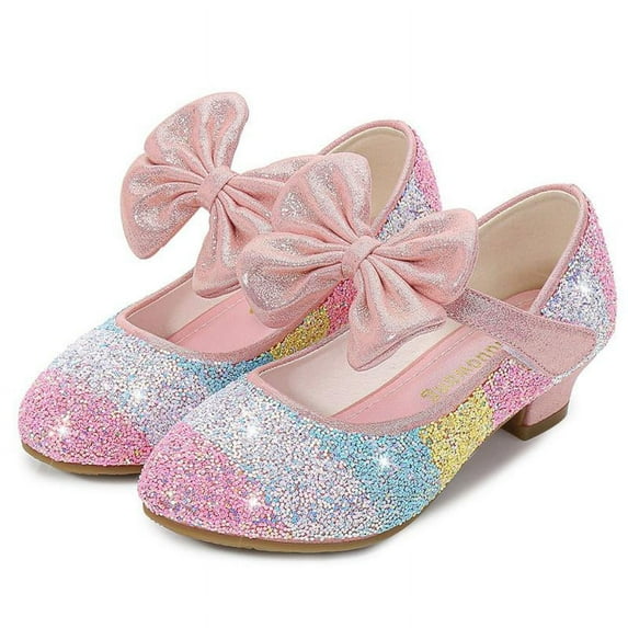 Girls Kid Cosplay Dress Wedding Party Shoes Glitter Sequins high Heel Mary Jane Princess Shoes