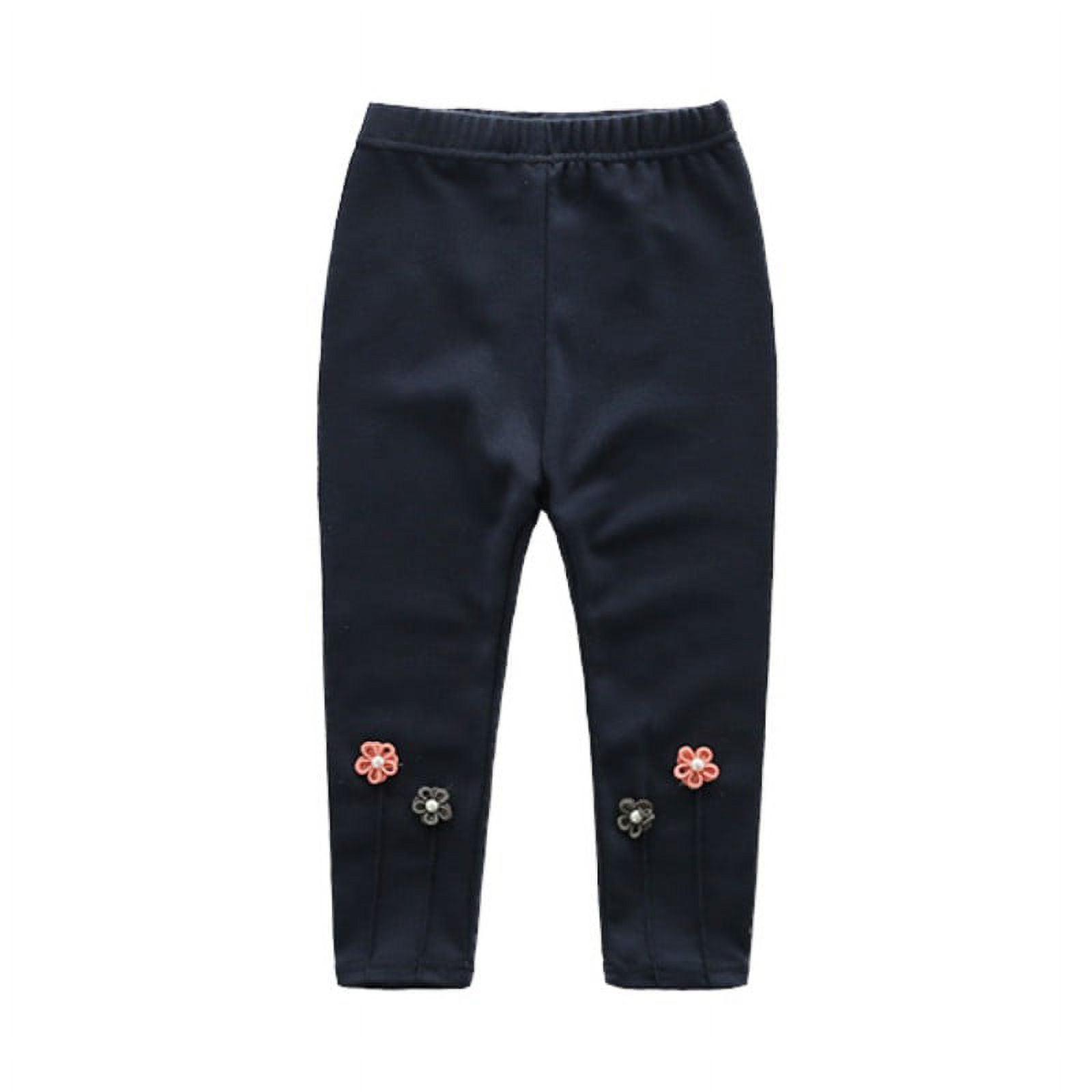 Leggings with Embroidery - Dark blue - Kids