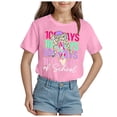 thumbnail image 1 of Girls Kids 100 Days Of School Print Crewneck Loose Short Sleeve Spring T-Shirts Soft Trendy T Shirt Boys 100 Days of School Shirt 8-10, 1 of 4