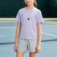 thumbnail image 1 of Girls Kids 2 Piece Outfit Short Sleeve Crewneck T-Shirt and Quick Dry Breathable Athletic Shorts Set Summer Activewear Purple,Size 12-13T, 1 of 7