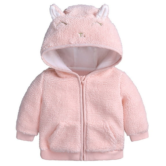 Girls Kids Coat Clothing Winter Rabbit Ears Hooded Zipper Thicken Windproof Size 3-6 Months