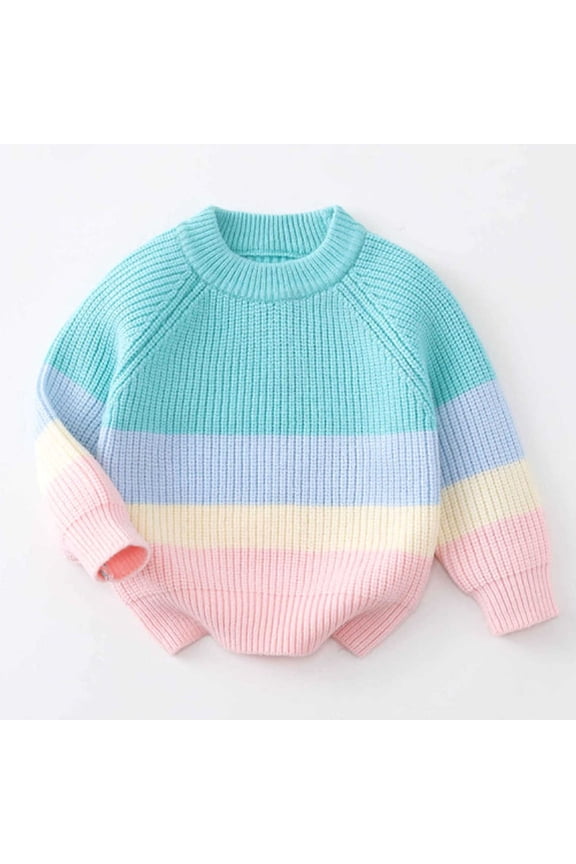 Girls Kids Crewneck Sweater - Sky Blue Pastel Gradient 100% Polyester, Sizes 9-12M to 8-9Y,Size 9-12 Month