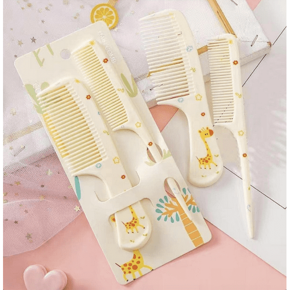 Girls Kids Cute Hair Comb Set - Set of 2 - Yellow Giraffe , Purple Unicorn