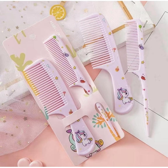 Girls Kids Cute Hair Comb Set - Set of 2 - Unicorn, Dino
