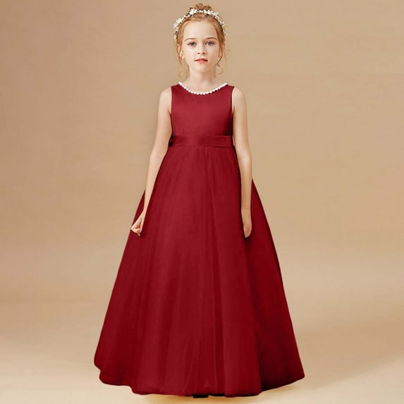 Girls Kids Dress Short Sleeves Red Girls Fall Dresses Birthday Dress for Girl Dresses Size 9-10 Years