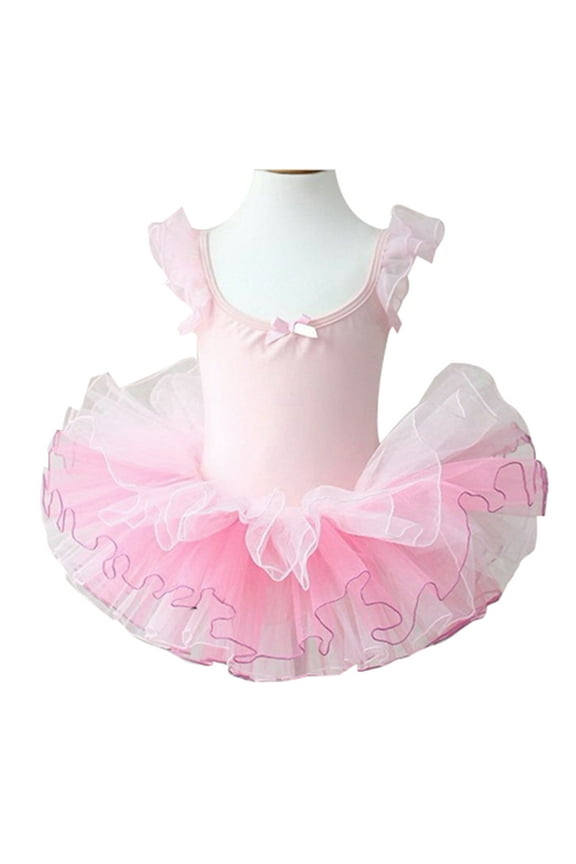 Girls Kids Fashion Ballet Tutu Children Pink Bow Stage Wear Clothes Dance Dress