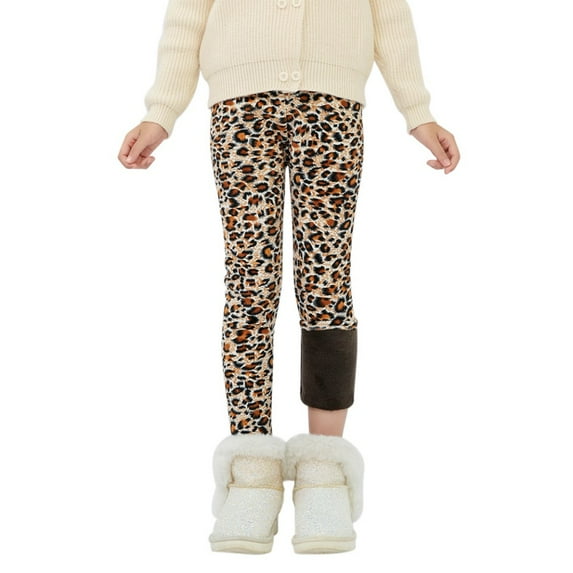 Girls Kids Fleece Lined Warm Leggings Winter Thick Leggings Stretch Tights Slim Long Pants Sports Leggings 3-13 Years