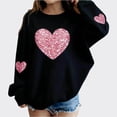thumbnail image 1 of Girls Kids Glitter Sequin Heart Sweatshirt - Soft Stretch Oversized Long Sleeve Top, Black Casual Loungewear for Kids Teen,Size 12-13T, 1 of 5