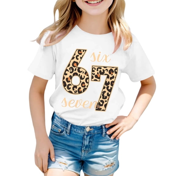 Girls Kids Graphic Short Sleeve Tee Shirt Blend Casual Top Boys Outfit Clothes