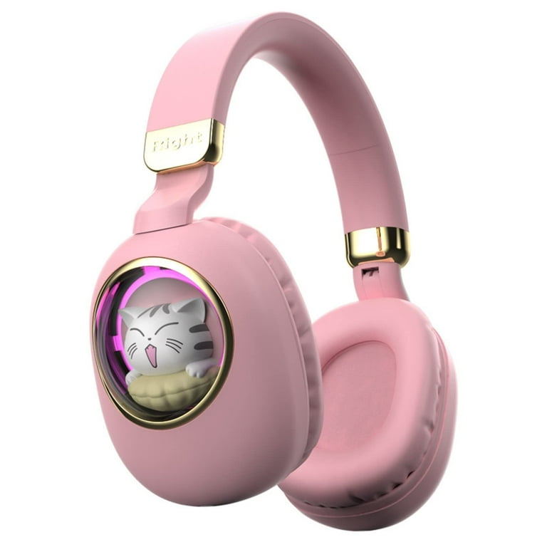 Girls Kids Headphones Wired Pink Noise Cancelling Wireless Headphones for Kids for School Over Ear Light Up Foldable Cat Bluetooth Gaming Headset with Microphone Walmart