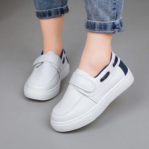 Girls Kids Lightweight Slip-On Boat Shoes Non-Slip Easy-Clean White,Size 30