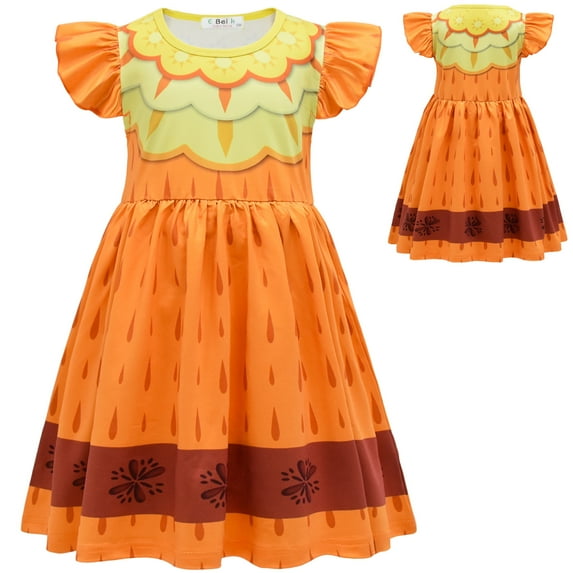 Girls Kids Mirabel Costume Flying Sleeves Dress Halloween Cosplay Casual Outfits